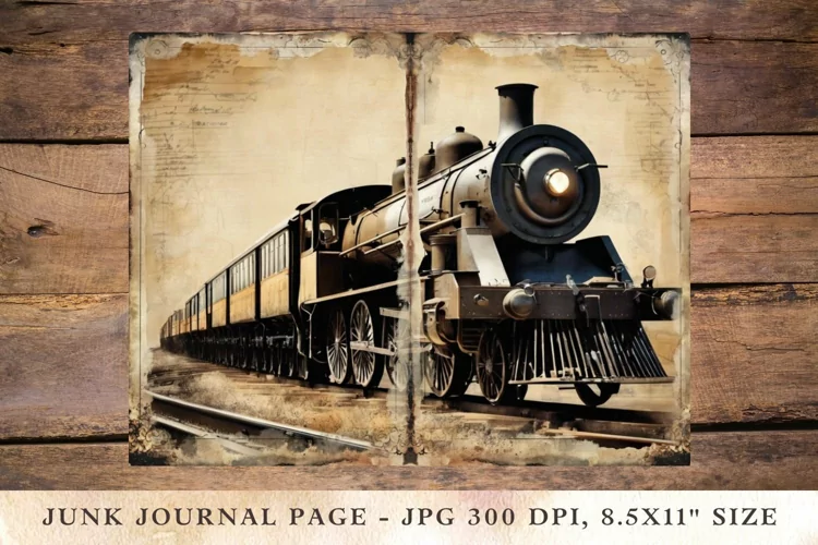 Printable Junk Journal Pages train 2