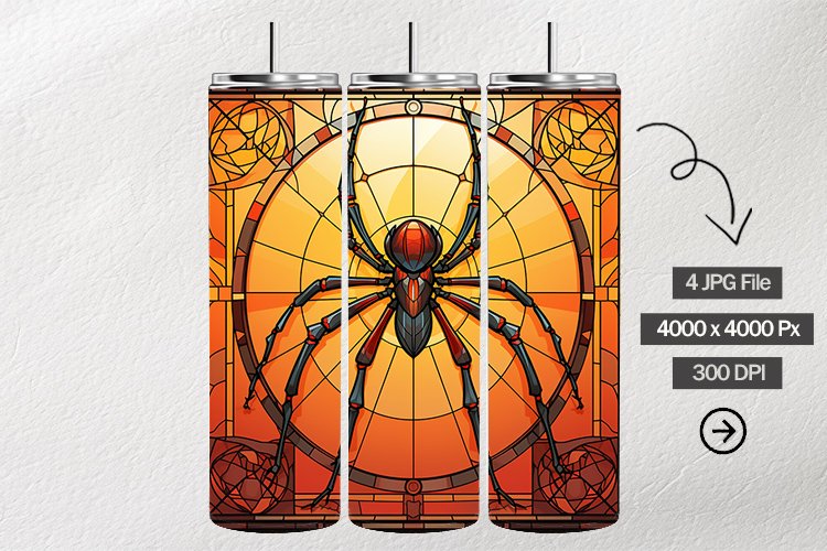 Spider Stained Glass Square Coaster - 4 Variations