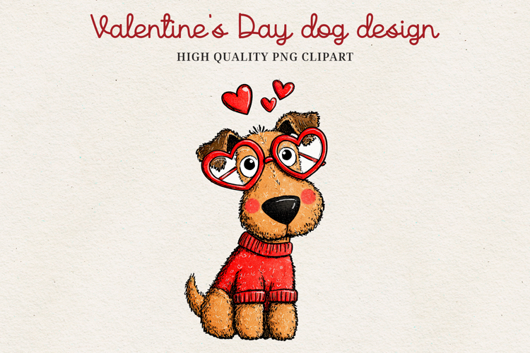 Valentine’s Day Cute Dog Clipart | Love Puppy PNG