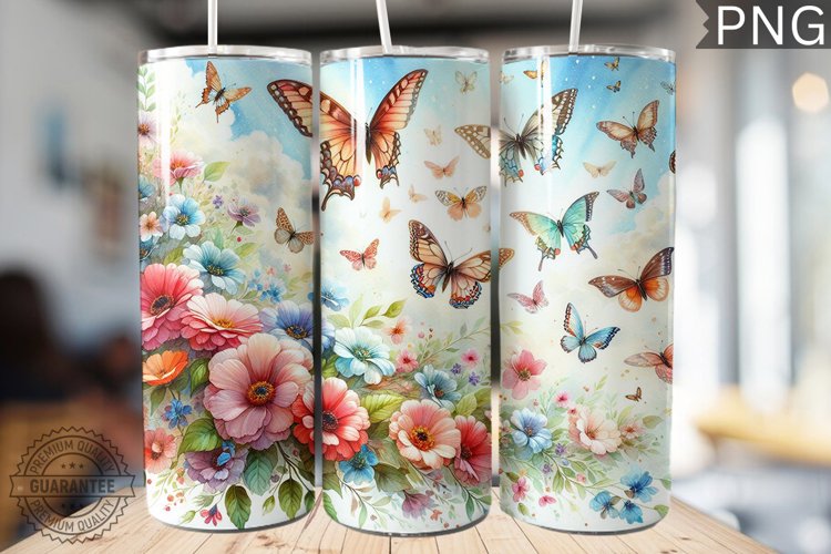 Butterflies Tumbler Sublimation - Tumbler PNG Design