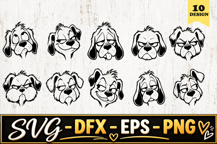 Funny Dog Face Expressions SVG PNG