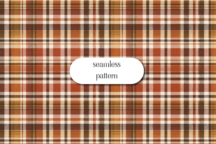 Autumn Orange Plaid Seamless Pattern Digital Paper