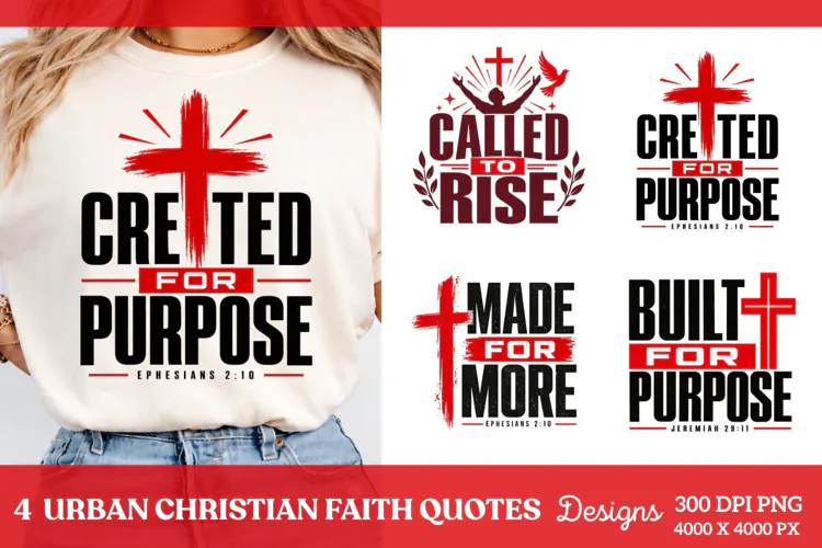 4 Urban Christian Faith Shirt PNG Designs, 4 Christian Grace