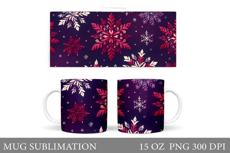 Snowflakes Mug Sublimation. Christmas Mug Design example image 1
