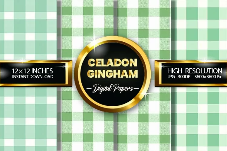 Celadon Gingham Digital Papers - 04 Variations