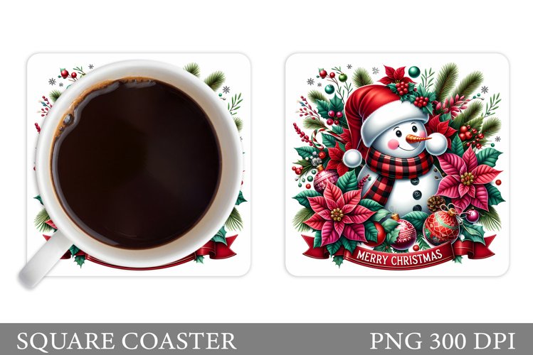 Cute Snowman Coaster Design. Christmas Coaster Sublimation example image 1