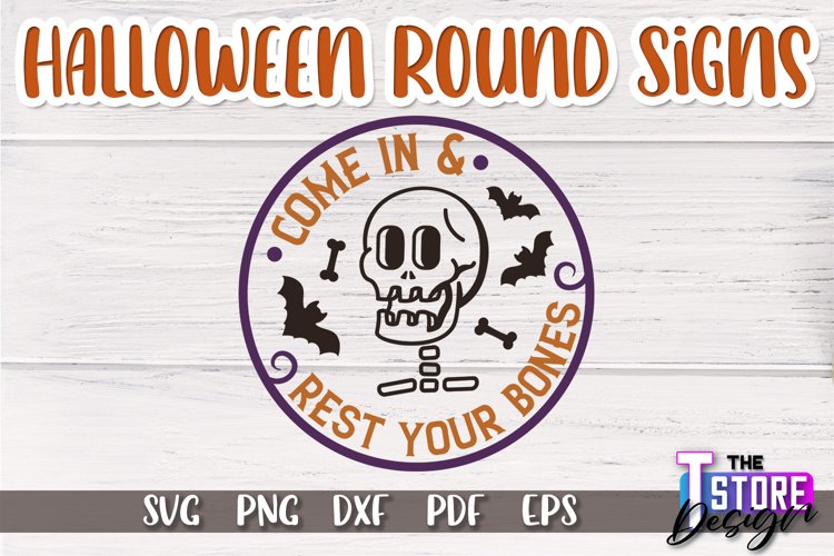 Halloween Round Signs SVG Design|Halloween Signs Quotes SVG example image 1