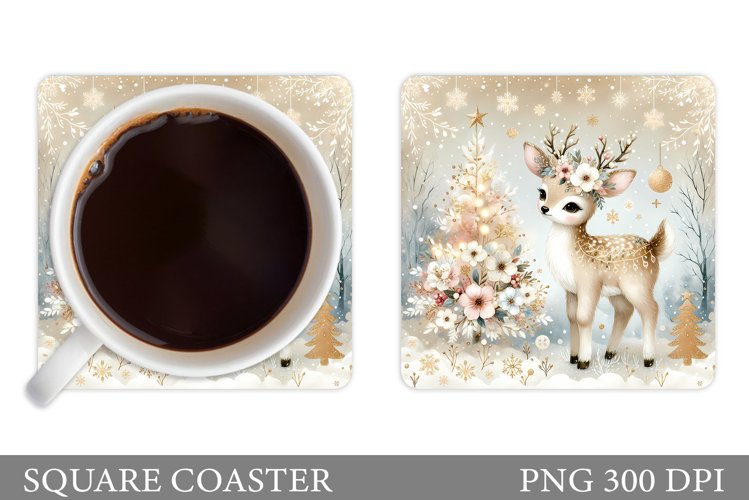 Christmas Deer Coaster Design. Christmas Coaster Sublimation example image 1