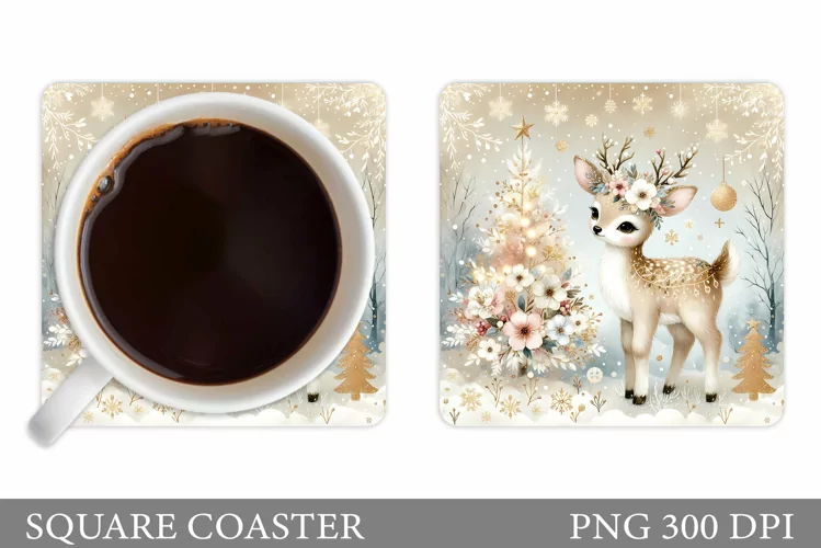 Christmas Deer Coaster Design. Christmas Coaster Sublimation
