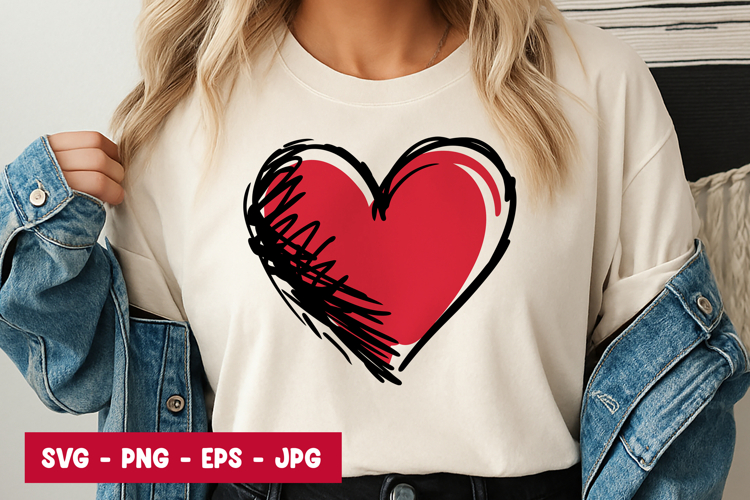 Sketchy Red Heart Love SVG PNG