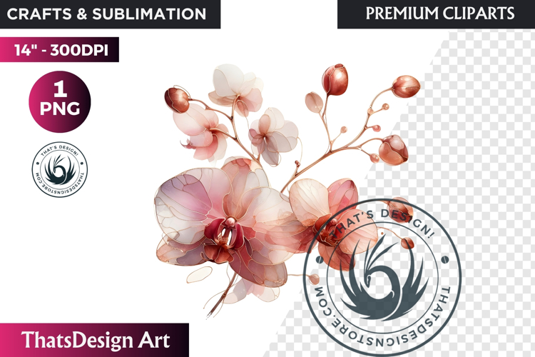 Rose Gold Pink flowers Clipart, Abstract Flowers Wedding PNG