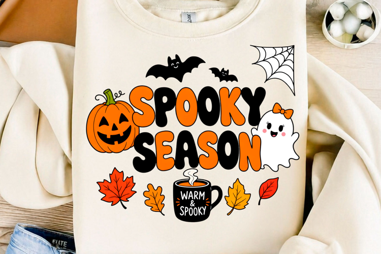 Spooky Season Ghost Pumpkin PNG Cute Fall Halloween Sublim