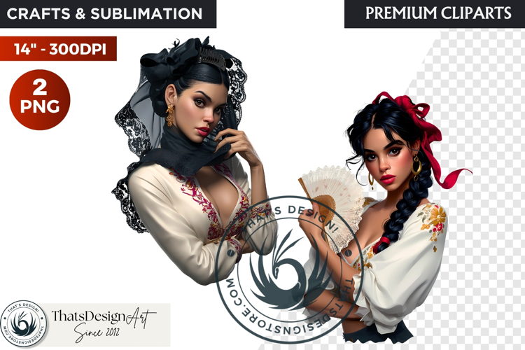 Spanish Flamenco dancer woman Clipart, Sevillana