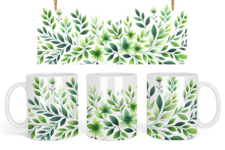 Flowers mug design, Watercolor Greenery Floral Coffee Mug