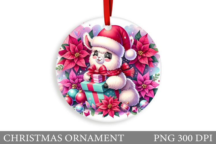 Cute Lama Christmas Ornament. Christmas Ornament Sublimation example image 1