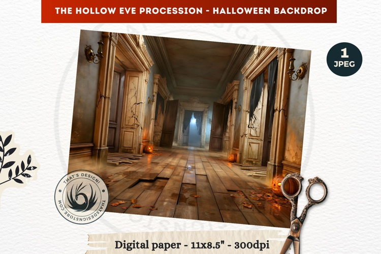 Gothic Halloween background - Hollow Eve Procession Backdrop
