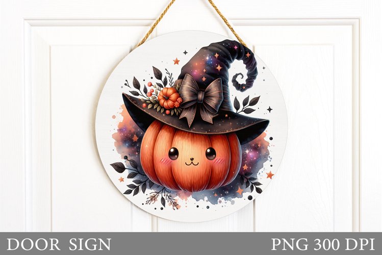 Cute Pumpkin Door Sign. Halloween Door Sign Design example image 1