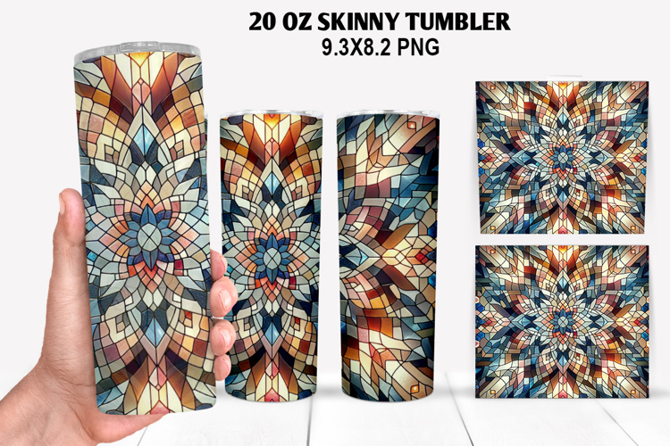 Skinny Tumbler 20oz Wrap Design, Stained Tumble PNG Design
