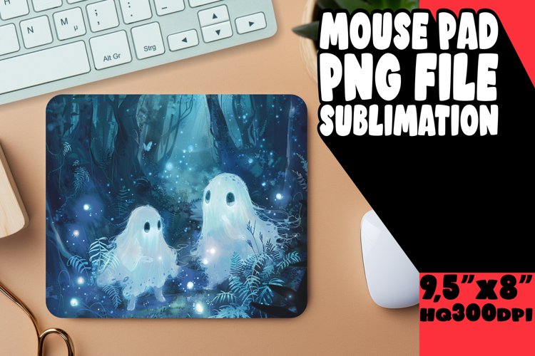 Cute Ghostly Mouse Pad for Halloween PNG
