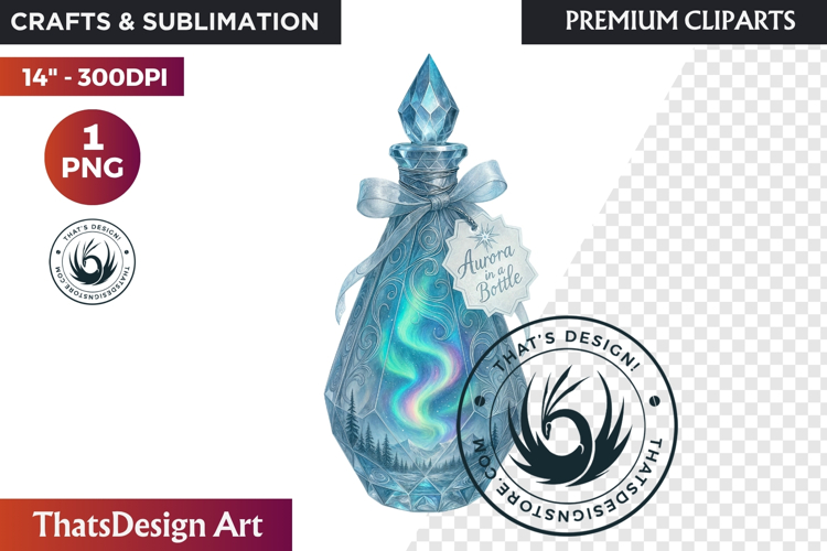 Christmas Winter Potion Bottles PNG, Magical Holiday Clipart