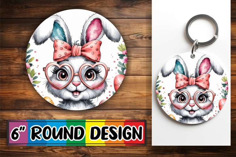 Radiant Round Car Coaster Magic, Easter Bunny