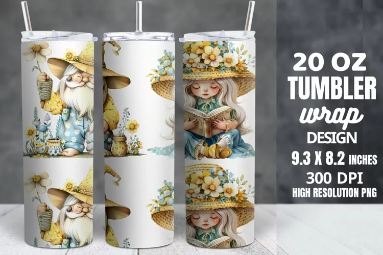 Spring Gnome Skinny Tumbler Sublimation