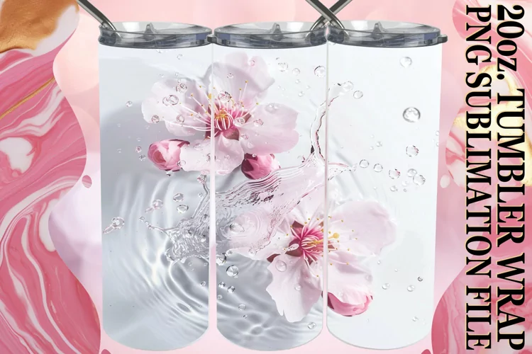 Oceanic Blooms: 20oz Sublimation Tumbler Art