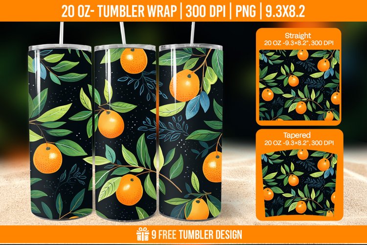 Orange Tumbler Wrap Designs, Sublimation Wrap