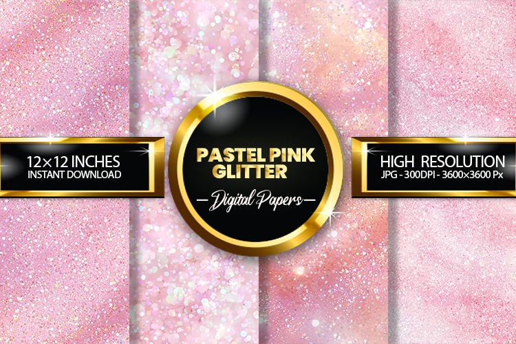 Pastel Pink Glitter Digital Papers - 04 variations