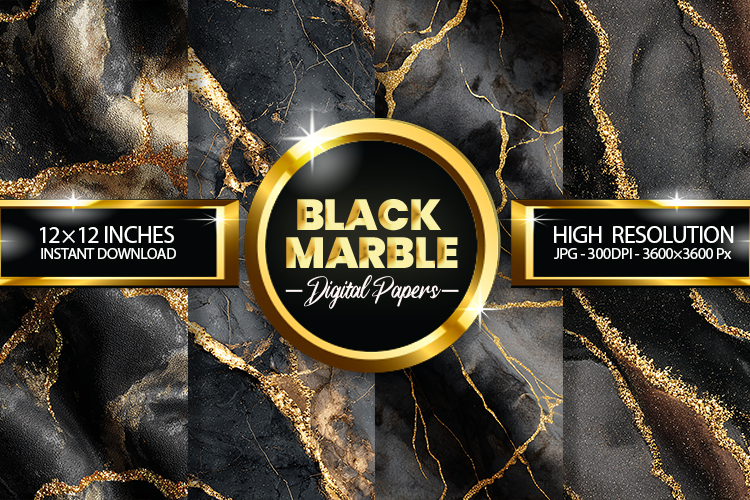 Black Marble Digital Papers - 04 Variations
