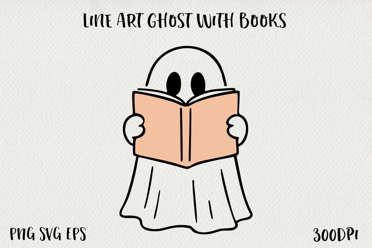 Cute Line Art Doodle Ghost Clipart | Halloween PNG SVG EPS