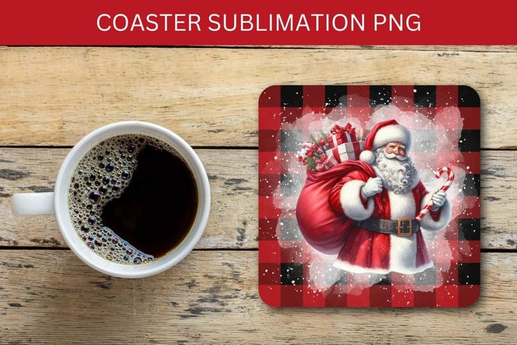 square coaster - santa claus carrying christmas gifts