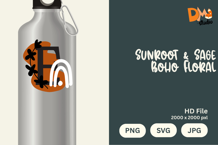 Sunroot & Sage Boho Floral Monogram