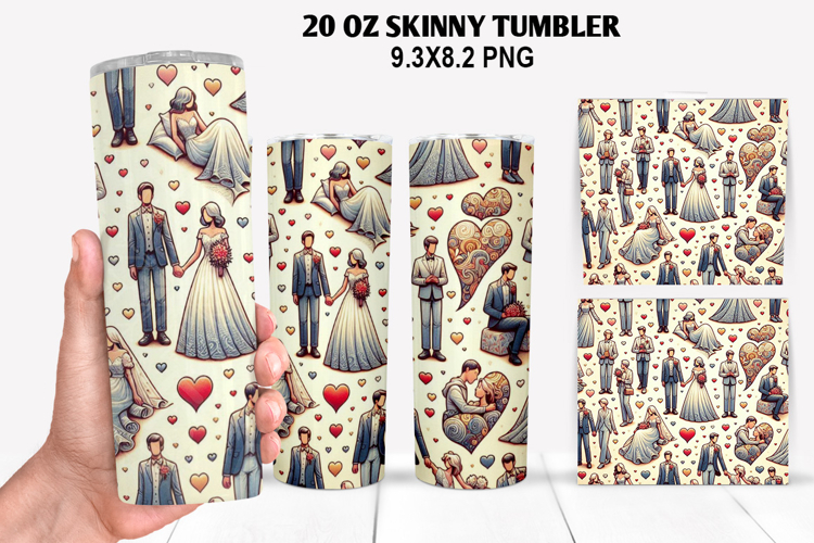 Valentine Skinny Tumbler 20oz Wrap Design, Valentine Tumbler