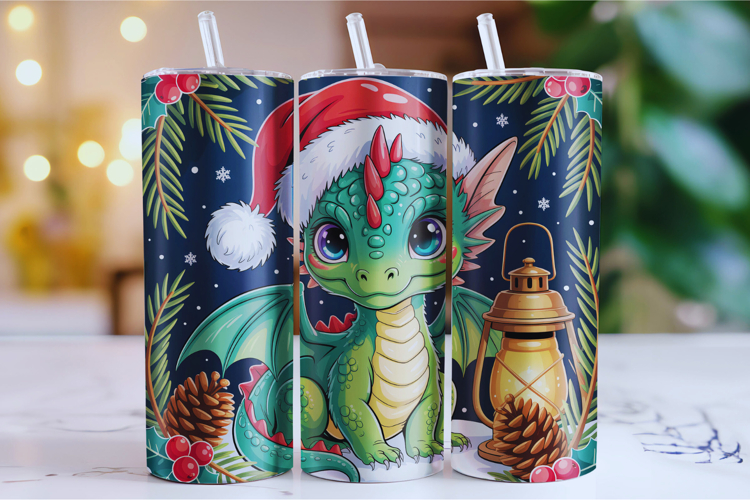 Merry Christmas Dragon Tumbler Wrap | Christmas Wrap