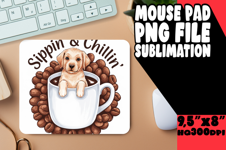Playful DESK mat Fun Sublimation, Coffee Dog
