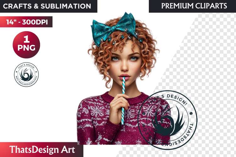 Cosy Winter Aurora Girl Clipart, Fashion Girl PNG