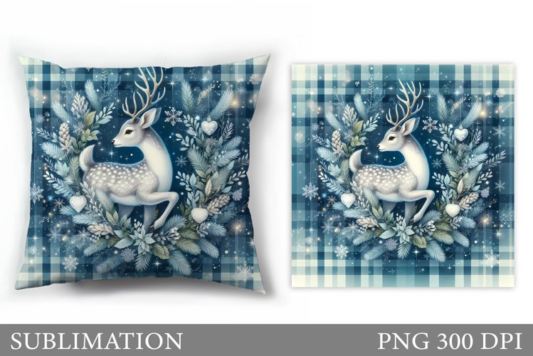 Christmas Deer Pillow Design. Christmas Pillow Sublimation example image 1