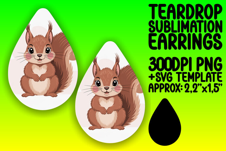 Creative Teardrop Earrings PNG Artwork , Valenines Animals example image 1