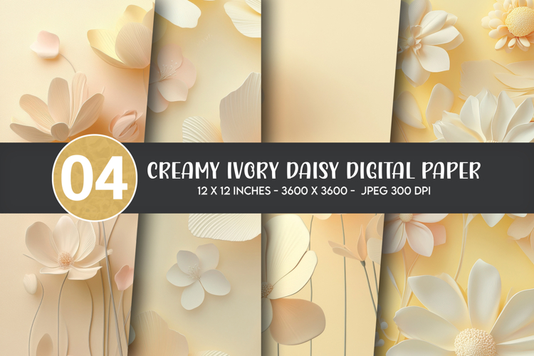 Creamy Ivory Daisy Digital Paper