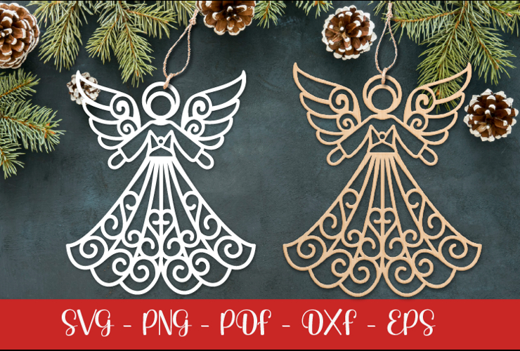 Christmas Angel laser SVG PNG| Christmas ornament