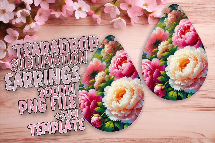 Lovely Teardrop Earrings PNG Template , Flower