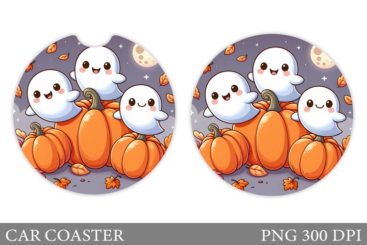 Cute Ghost Car Coaster. Cute Halloween Car Coaster