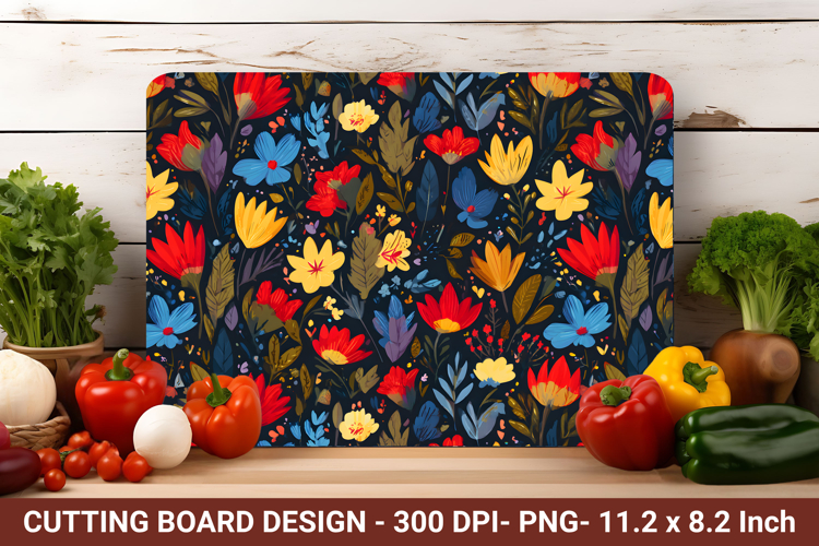 Colorful Floral Cutting Board | Cutting Board Png