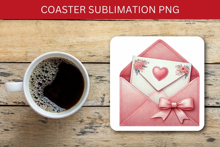 valentine square coaster - love letter example image 1
