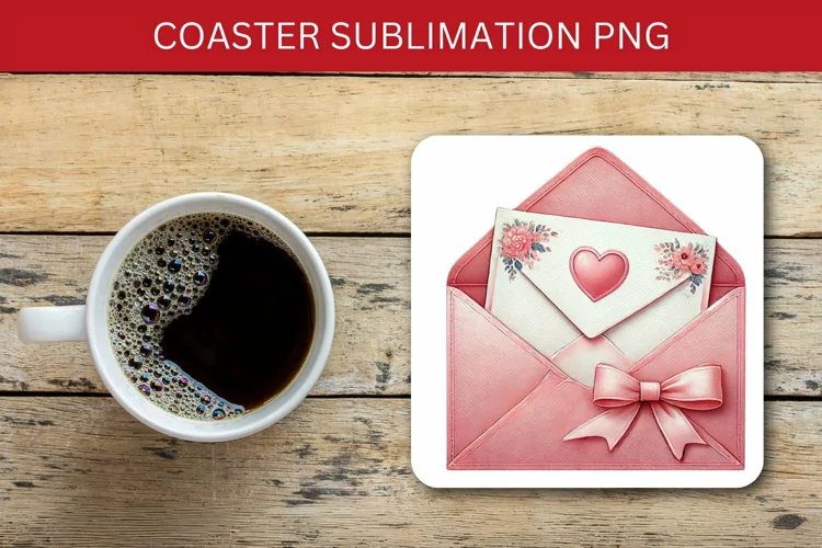 valentine square coaster - love letter