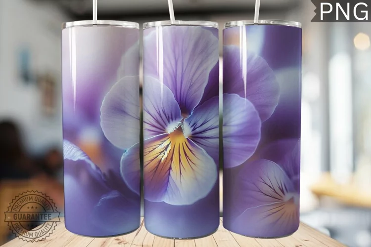 Pansy Flower Tumbler Wrap - Tumbler Design
