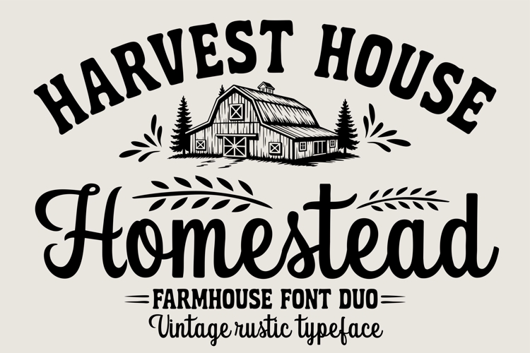 Farmhouse Font Bundle Rustic Serif Script Vintage Country