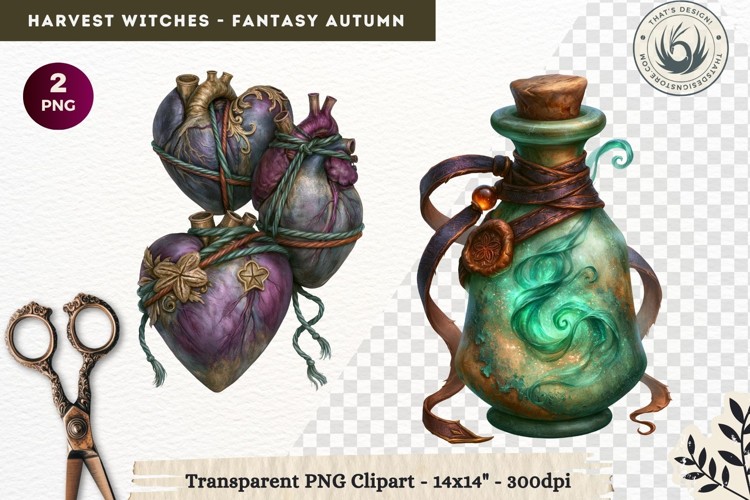 Harvest Witch Clipart Autumn Cottagecore Apothecary PNG RPG