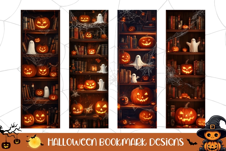 Magic Halloween Bookmark PNG, Neon Pumpkin Bookmark Designs